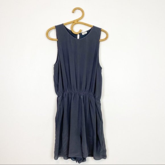 Aritzia | Wilfred | Rive Silk Romper Dark Grey Size M - Picture 3 of 12